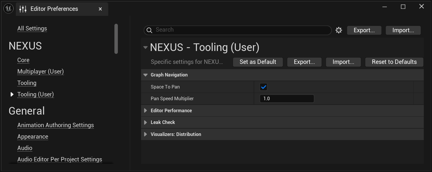 Graph Navigation: Settings
