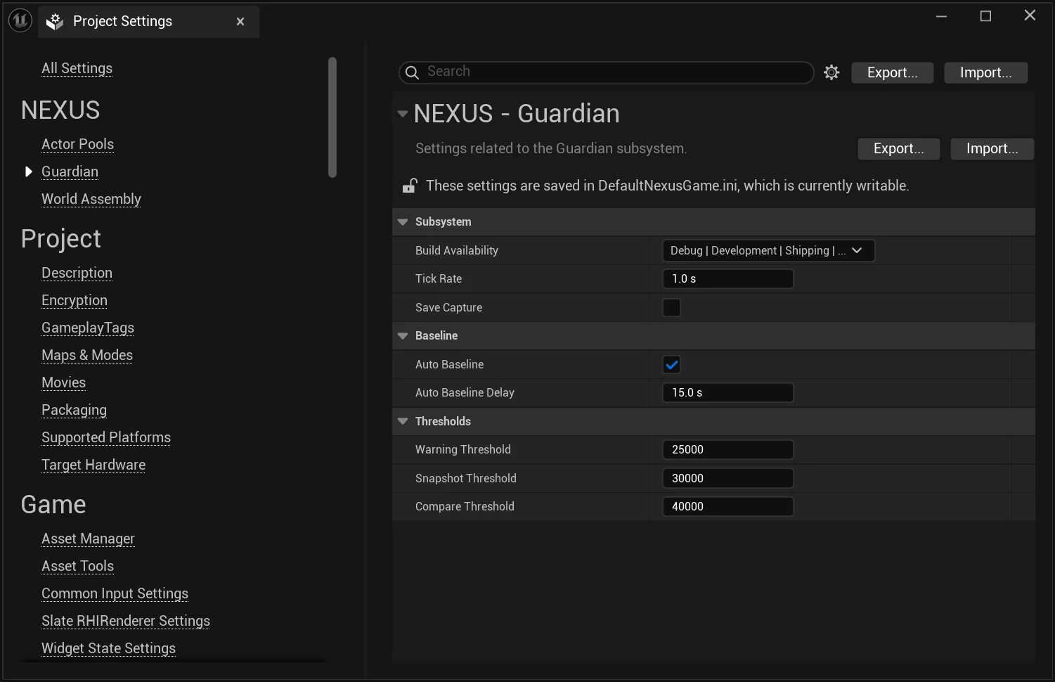 Guardian Settings