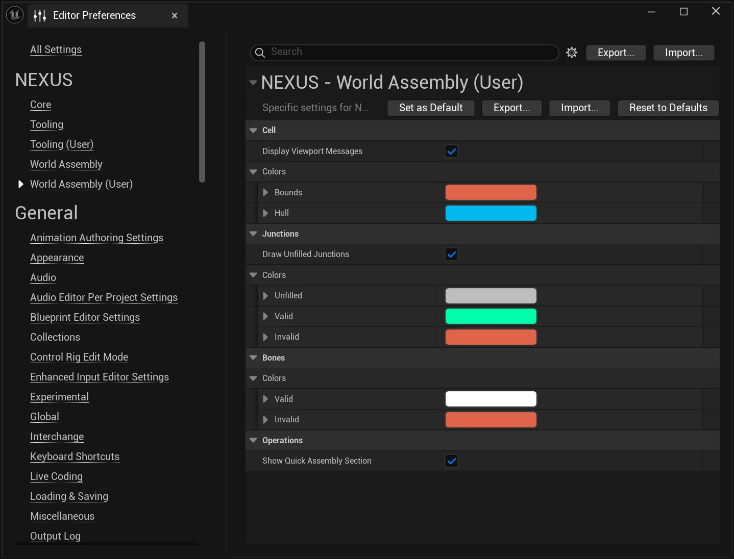 World Assembly Editor Preferences User